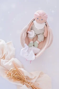 Bonnika Baby Doll With Knitted Carry Cot Green Outfit