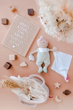 Bonnika Baby Doll With Knitted Carry Cot Green Outfit