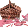 Egmont Toys - Tin Tea Set In Wicker Basket, Peacock Design