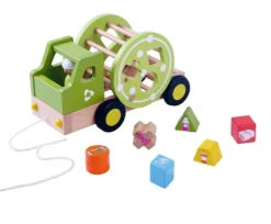 Everearth Wooden Pull Along Recycling Truck