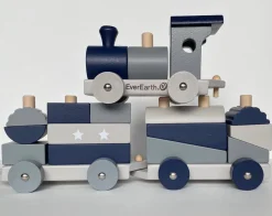 Everearth Wooden Train With Sorting Blocks Pastel