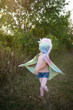 Great Pretenders - Reversible Unicorn & Dragon Cape In Green