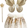 Great Pretenders - Sequin Skirt, Wand And Wings Set In Gold Size 4-6 Years