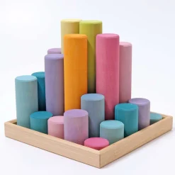 Grimm's Large Wooden Building Rollers Pastel