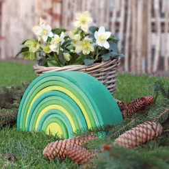 Grimm's Wooden Forest Green Rainbow Large