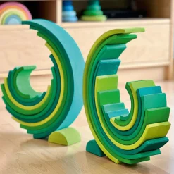 Grimm's Wooden Forest Green Rainbow Large