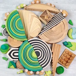 Grimm's Wooden Forest Green Rainbow Large