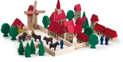 Mini Wooden Village With Church