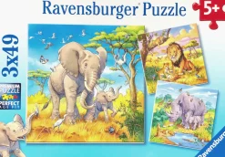 Ravensburger- Jigsaw Puzzle, 3 X 49 Pieces, Wild Animals