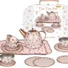 Tin Tea Set Gold Star Pattern In Multi Colour Print