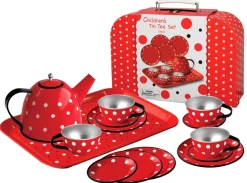 Tin Teaset - Red & White Polka Dot