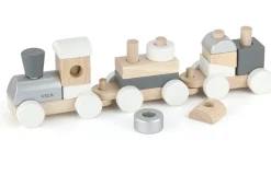 Viga - Wooden Stacking Train Grey/ White