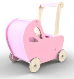 Wooden Pink Pram In Pink